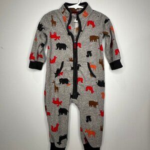 CARTER'S BABY BOY 1PC ANIMAL FLEECE JUMPSUIT COVERALL ROMPER 18M